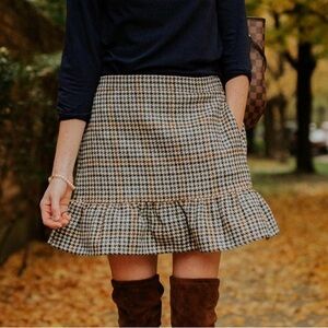 J.Crew Wooo Houndstooth Flounce Mini Skirt